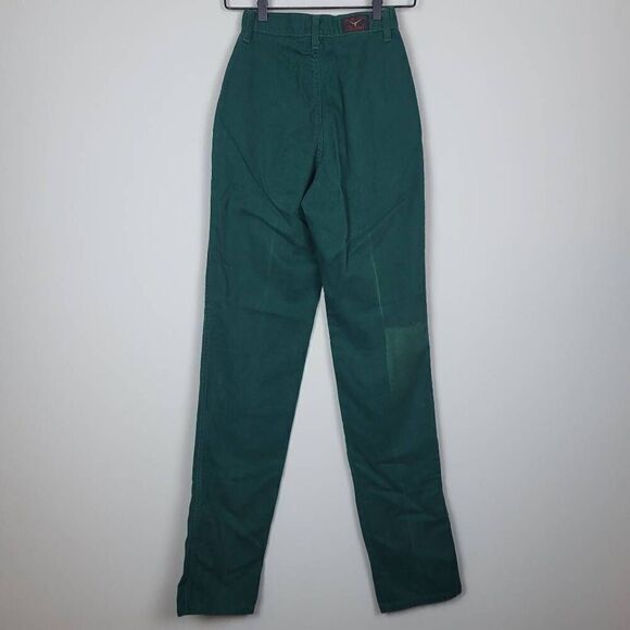 Vtg Jewells Classic Bottoms Womens 1 High Waist Jeans Green Tapered Leg Cotton - Picture 2 of 10